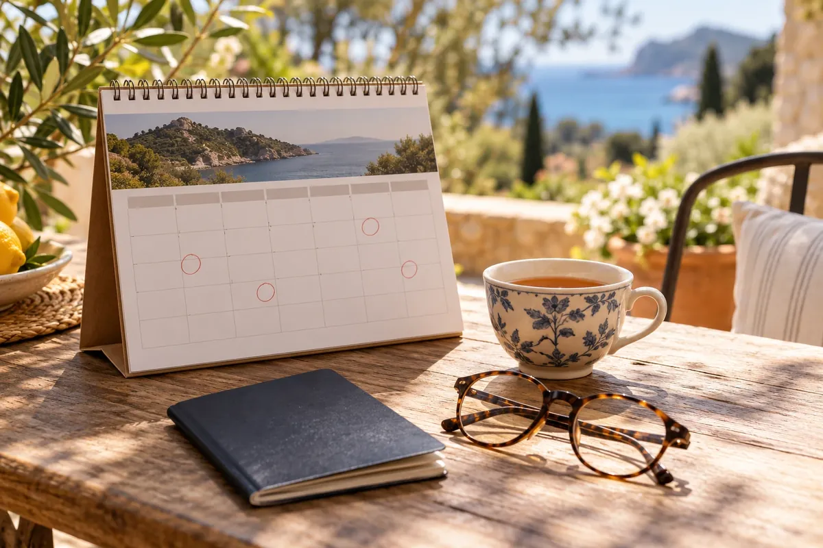Calendario con días marcados para controlar la regla de 90 días al comprar casa en España